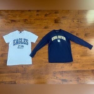 Georgia Southern men’s small tshirt & dri fit Under Armour long sleeve shirt